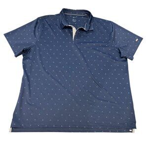 Nike Polo Shirt Men's 2XL Blue Golf Club DriFit Performance All over‎ Print |G1